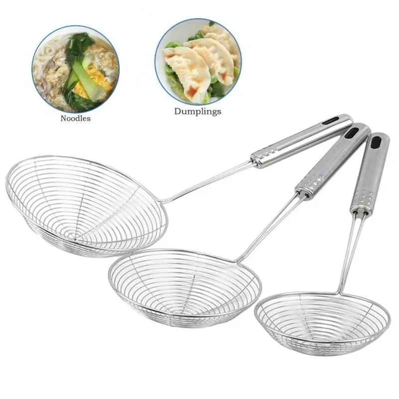 

Oval Skimmer Stainless Steel Filter Mesh Oil Pot Food Filter Cookware Colander Fried Filter Kitchen Strainer Baking Cooking Tool