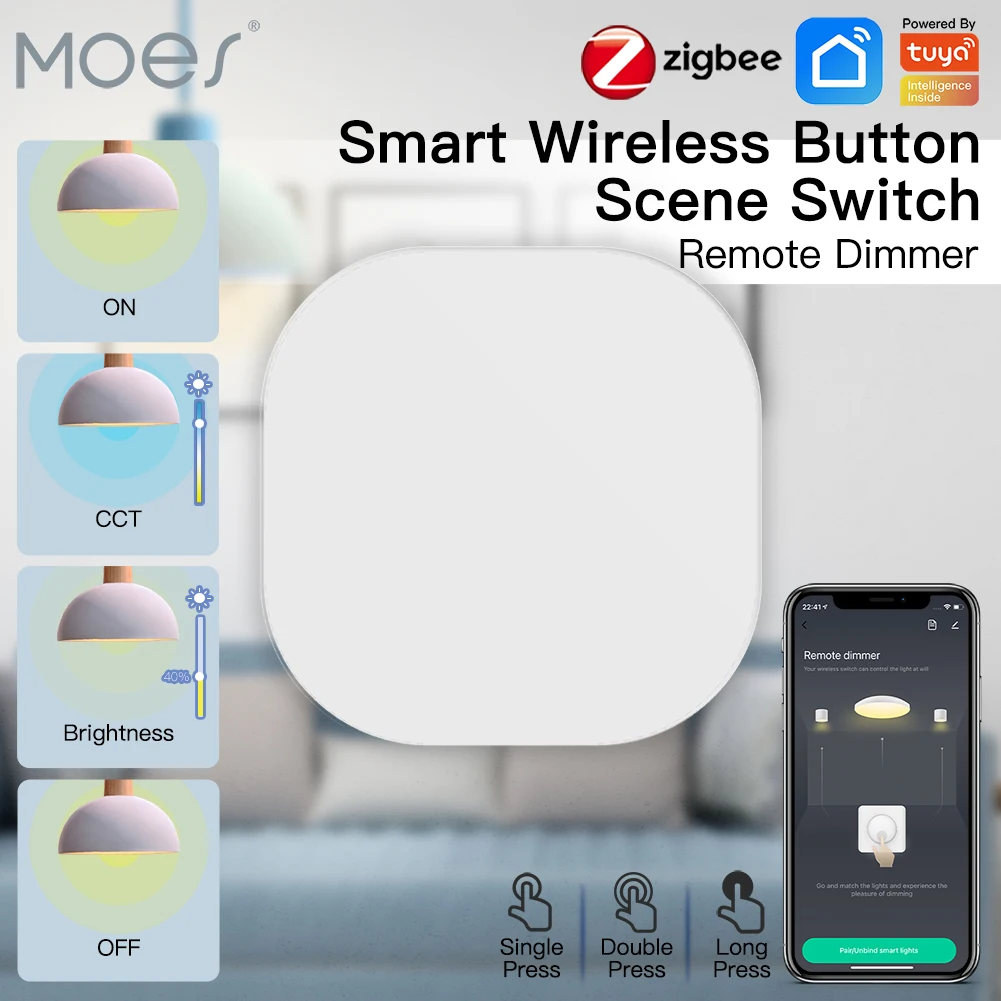 MOESHouse Tuya ZigBee Smart Key Wireless Switch with Remote Control, Multi-scene Linkage, Battery Powered Automation
MOESHouse Tuya ZigBee Smart Key Wireless Switch with Remote Control, Multi-scene Linkage, Battery Powered Automation