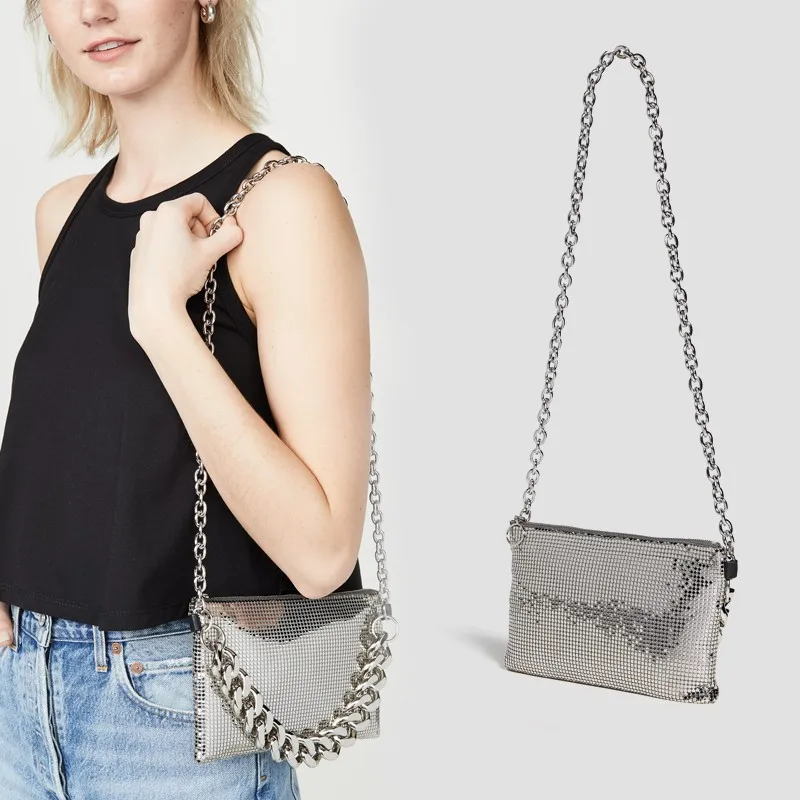 Роскошные дизайнерские сумки для женщин, маленькая квадратная Сетчатая Сумка через плечо с блестками и цепочкой, металлическая сумочка на ремне
Роскошные дизайнерские сумки для женщин, маленькая квадратная Сетчатая Сумка через плечо с блестками и цепочкой, металлическая сумочка на ремне