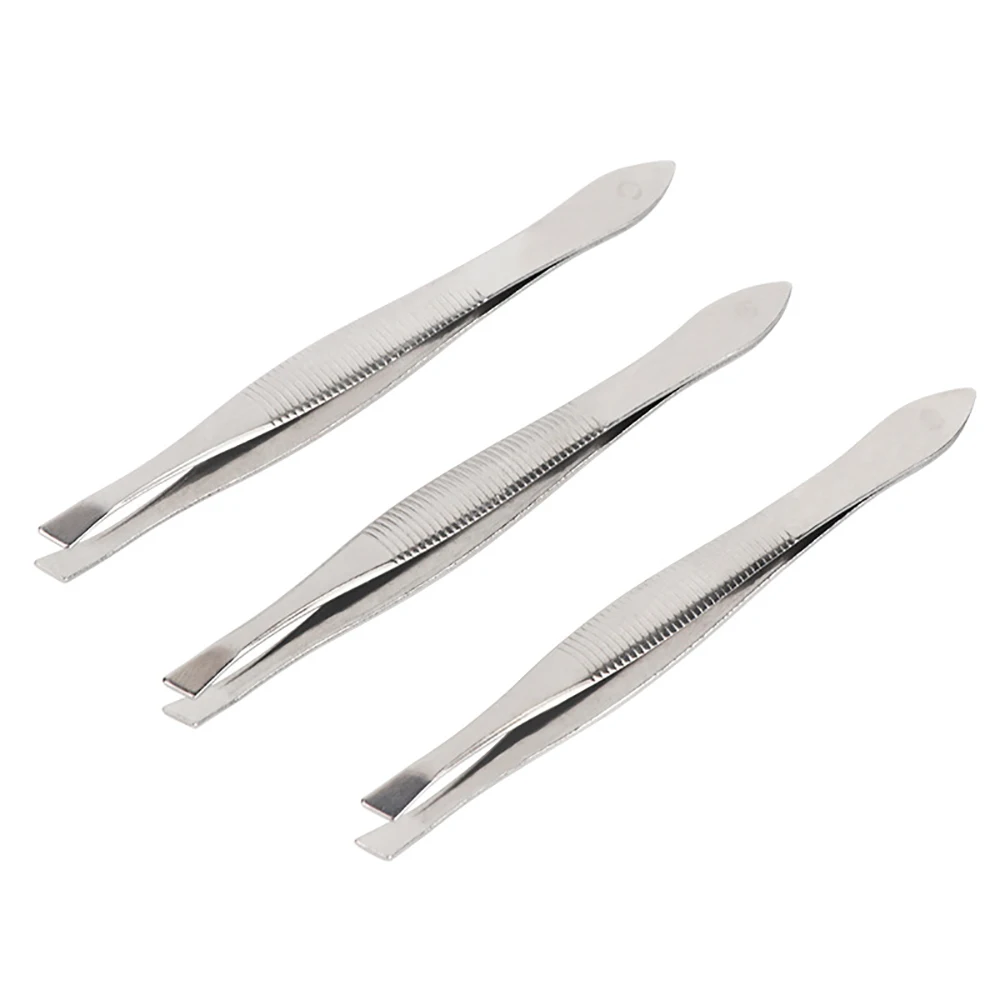 

2pcs Portable Stainless Steel Eyebrow Tweezer Eyebrow Trimmer Shaper Facial Hair Remover Puller Slanted Tip Makeup Beauty Tools