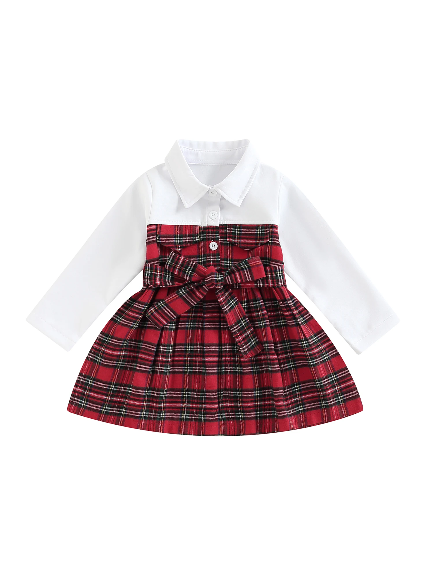 Blotona Toddler Baby Girls Christmas Dress Long Sleeve Plaid Patchwork Button Dress Bowknot A-Line Dress with Belt
Blotona Toddler Baby Girls Christmas Dress Long Sleeve Plaid Patchwork Button Dress Bowknot A-Line Dress with Belt