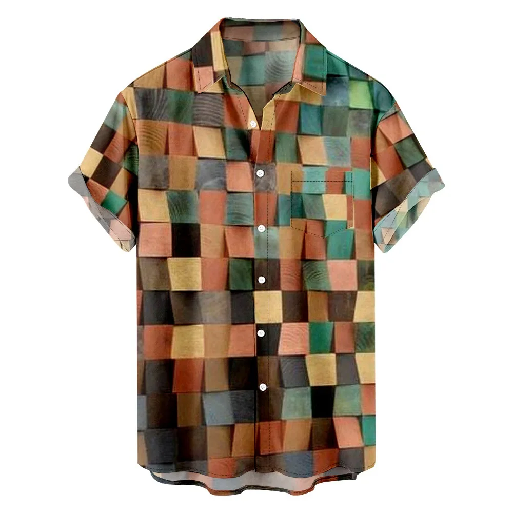 Summer Streetwear Plaid Print Shirt Men Short Sleeves Blouses Casual Button Loose Tops Hawaiian Shirts
Summer Streetwear Plaid Print Shirt Men Short Sleeves Blouses Casual Button Loose Tops Hawaiian Shirts