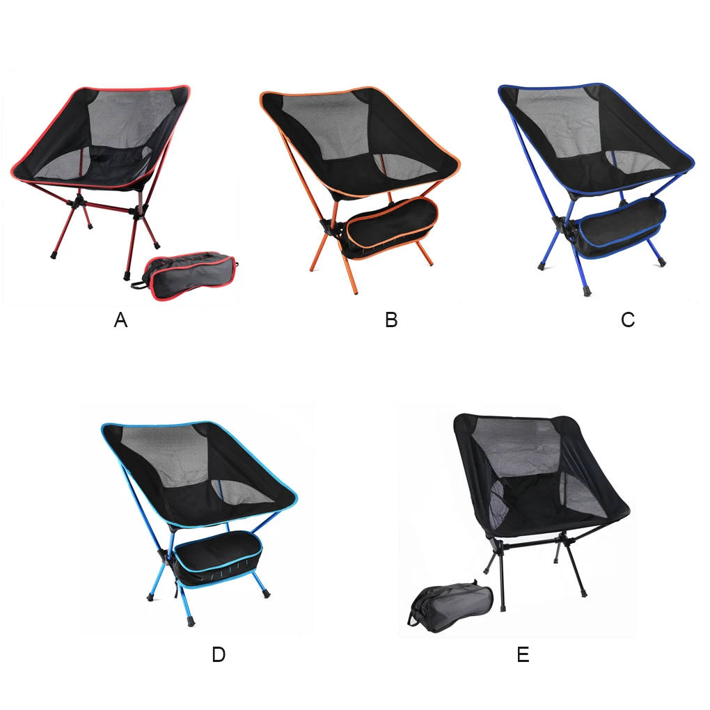 

Folded Chair with Storage Bag Aluminium Heavy Duty Portable Seat Fishing Tools Camping Barbecue Chairs for Beach Travel Red