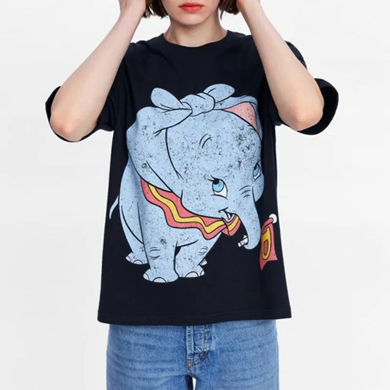 Disney Fashion Cartoon Dumbo Black T-shirt Women O-neck Pullover Short Sleeve Casual Sweet Stylish Women Tee Tops Harajuku
Disney Fashion Cartoon Dumbo Black T-shirt Women O-neck Pullover Short Sleeve Casual Sweet Stylish Women Tee Tops Harajuku