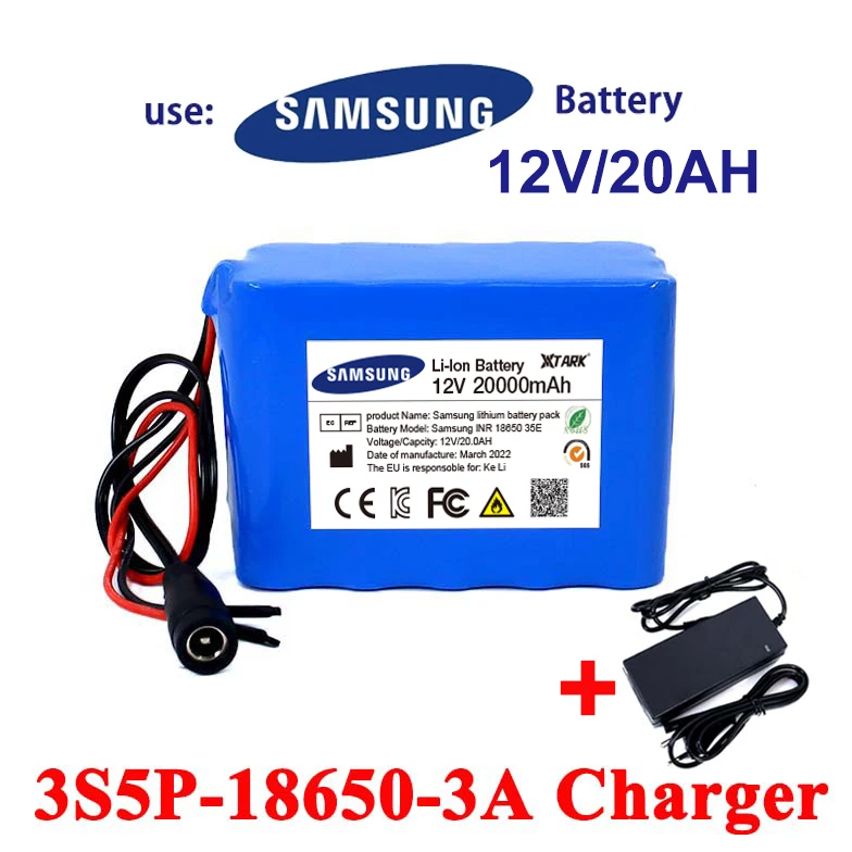 12V 20Ah 18650 Li-lon Battery Pack 12.6V 20000mAh with BMS Circuit Protection Board Backup Power Supply DC 5.5x2.1mm 
12V 20Ah 18650 Li-lon Battery Pack 12.6V 20000mAh with BMS Circuit Protection Board Backup Power Supply DC 5.5x2.1mm