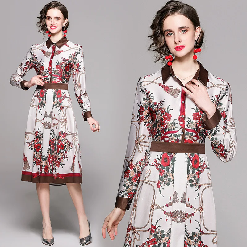 2022 Forein Trade New Women's Clothing Temperment Lapel Long-Sleeved Fashion Printing Slim Mid-Length Dress
2022 Forein Trade New Women's Clothing Temperment Lapel Long-Sleeved Fashion Printing Slim Mid-Length Dress