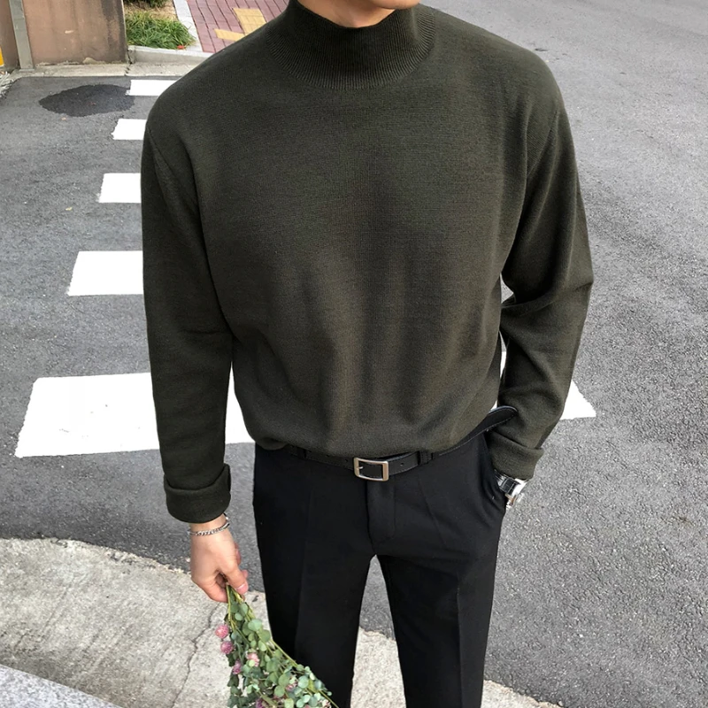 Autumn Winter Solid Color Mock Neck Sweaters Men Korean Fashion Slim Fit Long Sleeve Knitted Sweater Casual Undershirt Pullovers
Autumn Winter Solid Color Mock Neck Sweaters Men Korean Fashion Slim Fit Long Sleeve Knitted Sweater Casual Undershirt Pullovers