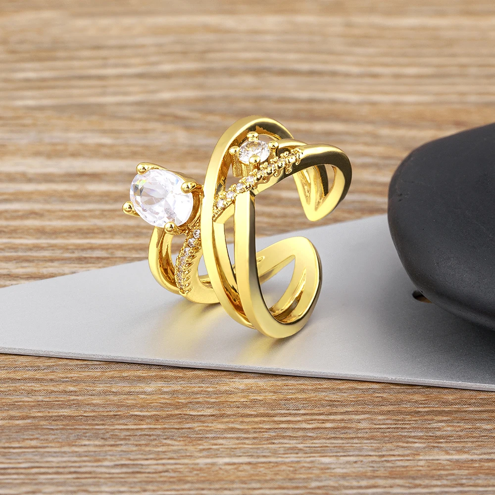AIBEF New Design Rings For Woman Crystal Stone Sparkling Fine Jewelry Irregular Finger Gold Color Adjustable Open Ring
AIBEF New Design Rings For Woman Crystal Stone Sparkling Fine Jewelry Irregular Finger Gold Color Adjustable Open Ring