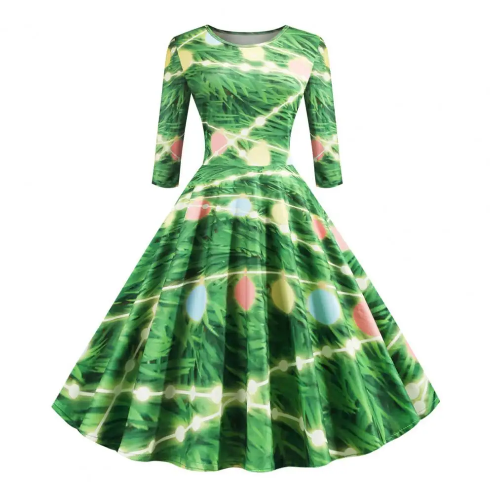Crew Neck Christmas Dress Stylish Women's Christmas Party Dresses A-line Animal Print Midi Evening Dress with Loose Hem for New
Crew Neck Christmas Dress Stylish Women's Christmas Party Dresses A-line Animal Print Midi Evening Dress with Loose Hem for New
