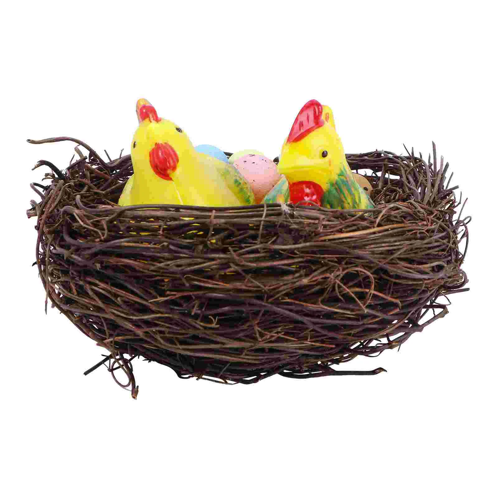 

Wicker Bird Nests Rabbit Ornament Weaving Birds Shelter Rabbit Decor Easter Bird Nest Animal Fluffy Tiny Easter Chicks