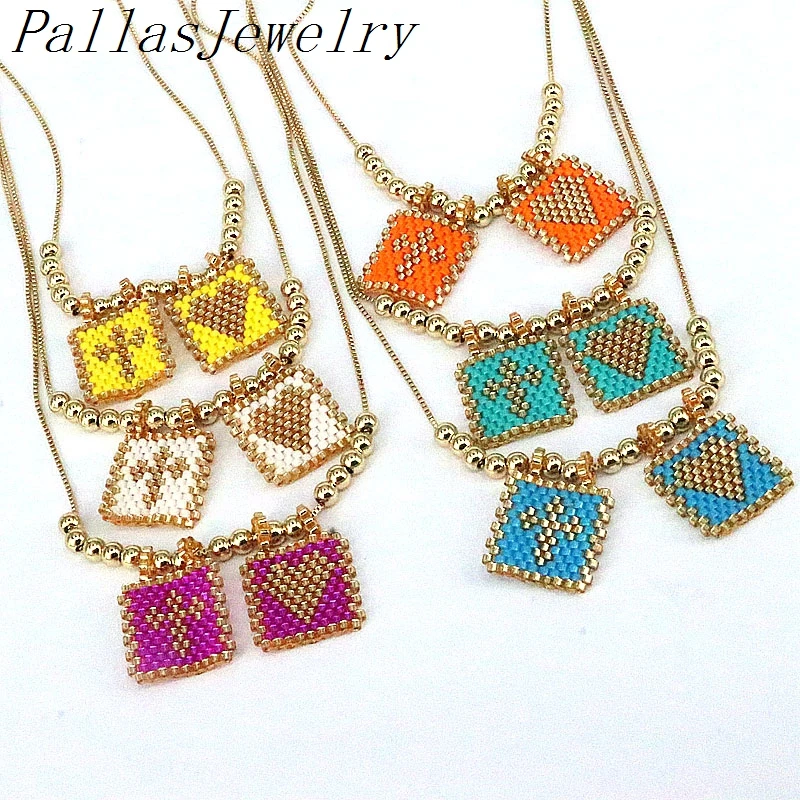 5Pcs Dainty Colorful Miyuki Heart Cross Adjustable Lady Necklace Pendant Copper Bead Necklaces Jewelry Trendy Woman Girl Gift
5Pcs Dainty Colorful Miyuki Heart Cross Adjustable Lady Necklace Pendant Copper Bead Necklaces Jewelry Trendy Woman Girl Gift