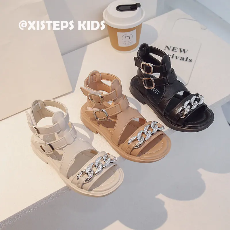 High Quality Leather Sandals for Princess Girls Chain Gladiator Sandals Toddler Shoes Black White Khaki Girls Summer Shoes 2023
High Quality Leather Sandals for Princess Girls Chain Gladiator Sandals Toddler Shoes Black White Khaki Girls Summer Shoes 2023