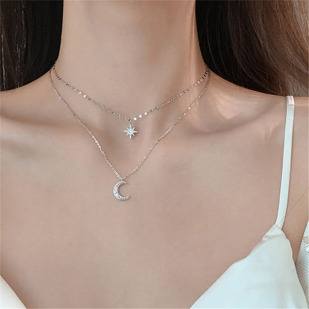2021 Trend Double Layer Star Moon Pendant Necklace For Women Girl Clavicle Chain Eight-pointed Star Necklace Simple Jewelry Gift
2021 Trend Double Layer Star Moon Pendant Necklace For Women Girl Clavicle Chain Eight-pointed Star Necklace Simple Jewelry Gift