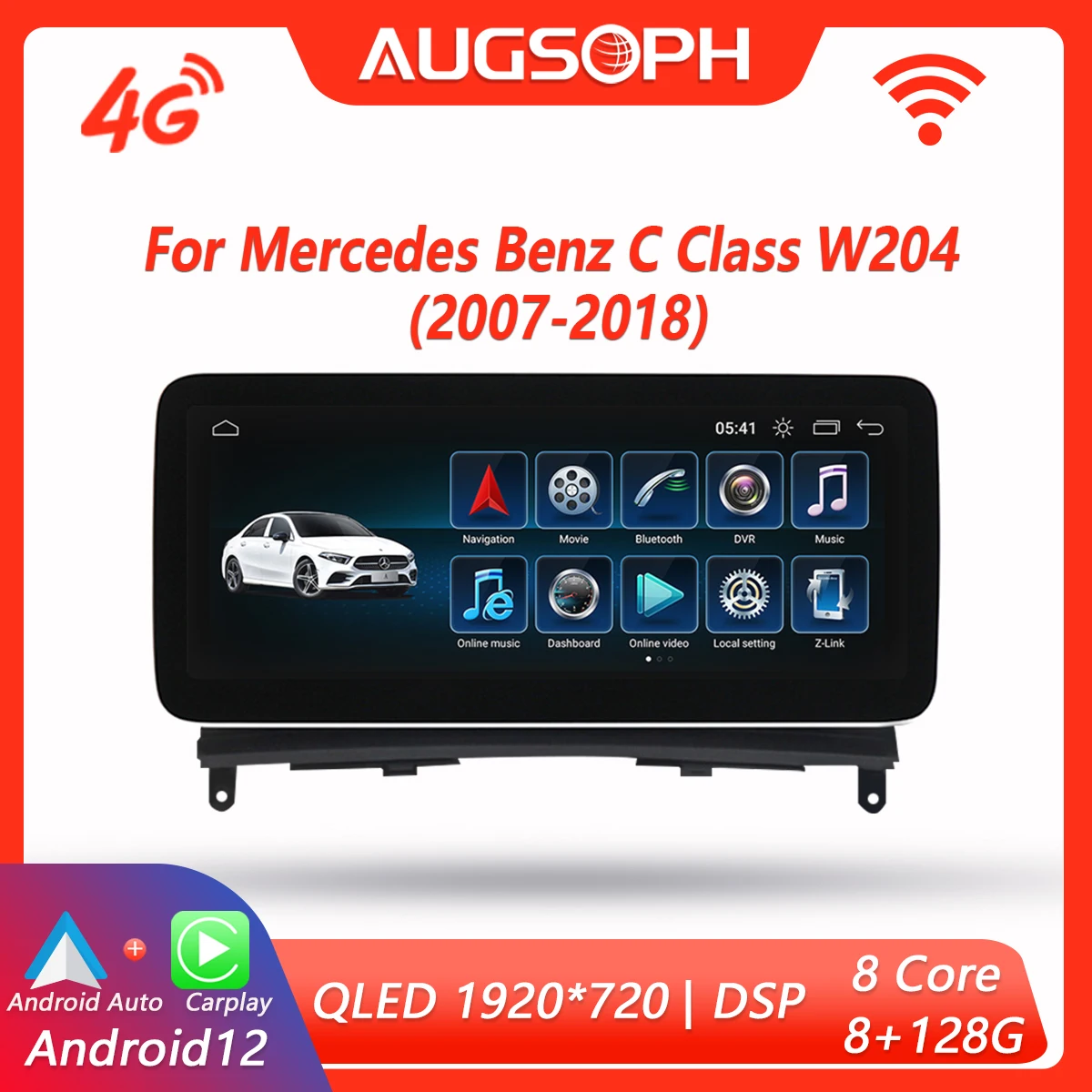 Android 12 Car Radio for Mercedes Benz C Class W204 2007-2018, 12.3" QLED 8 Core Multimedia Stereo with 4G Carplay & Auto GPS
Android 12 Car Radio for Mercedes Benz C Class W204 2007-2018, 12.3" QLED 8 Core Multimedia Stereo with 4G Carplay & Auto GPS