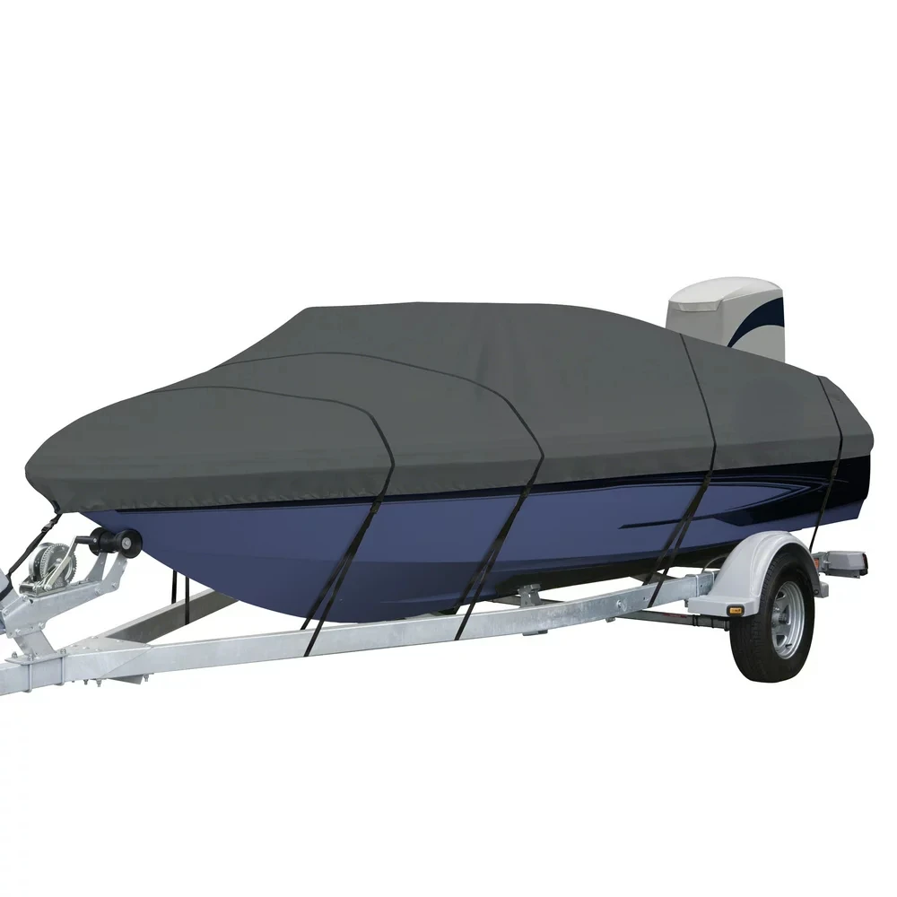 

Heavy-Duty V-Hull Inboard/Outboard Boat Cover, Fits boats 21 ft 6 in - 22 ft 6 in long x 96 in wide Inflation adapters Boats acc