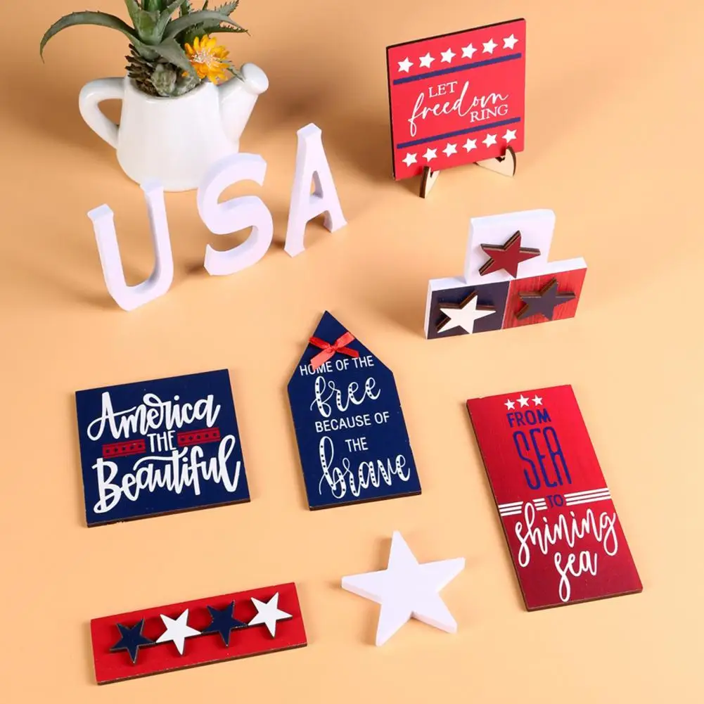 

1 Set Great Happy Independence Day Party Table Tiered Tray Decoration Bright Color Tray Decoration Eye-catching Home Decor