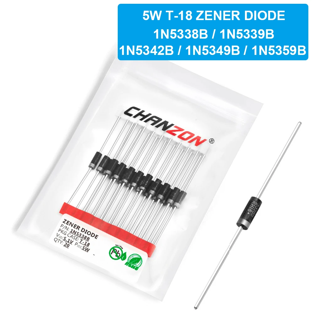 20 шт./упак. 1N5338B 1N5339B 1N5342B 1N5349B 1N535 9B Power Zener Diode 5 W 5,1 V 5,6 V 12V 24V T-18 CASE17-02 Axial 5 W Watt
20 шт./упак. 1N5338B 1N5339B 1N5342B 1N5349B 1N535 9B Power Zener Diode 5 W 5,1 V 5,6 V 12V 24V T-18 CASE17-02 Axial 5 W Watt