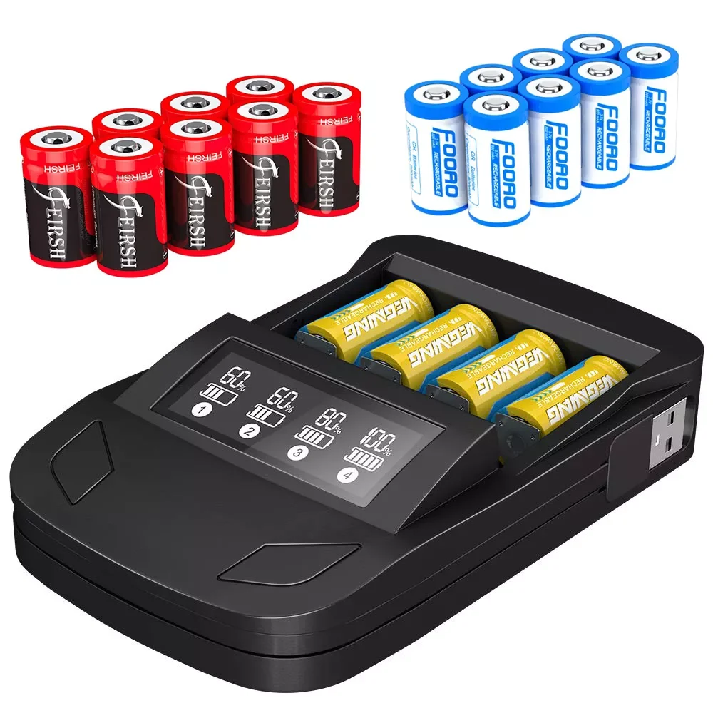 3.7V 800mAh CR123A Rechargeable Batteries and LCD 16340 CR17345 CR123A battery Charger for Arlo Wireless Cameras VMC3030 VMK3200
3.7V 800mAh CR123A Rechargeable Batteries and LCD 16340 CR17345 CR123A battery Charger for Arlo Wireless Cameras VMC3030 VMK3200