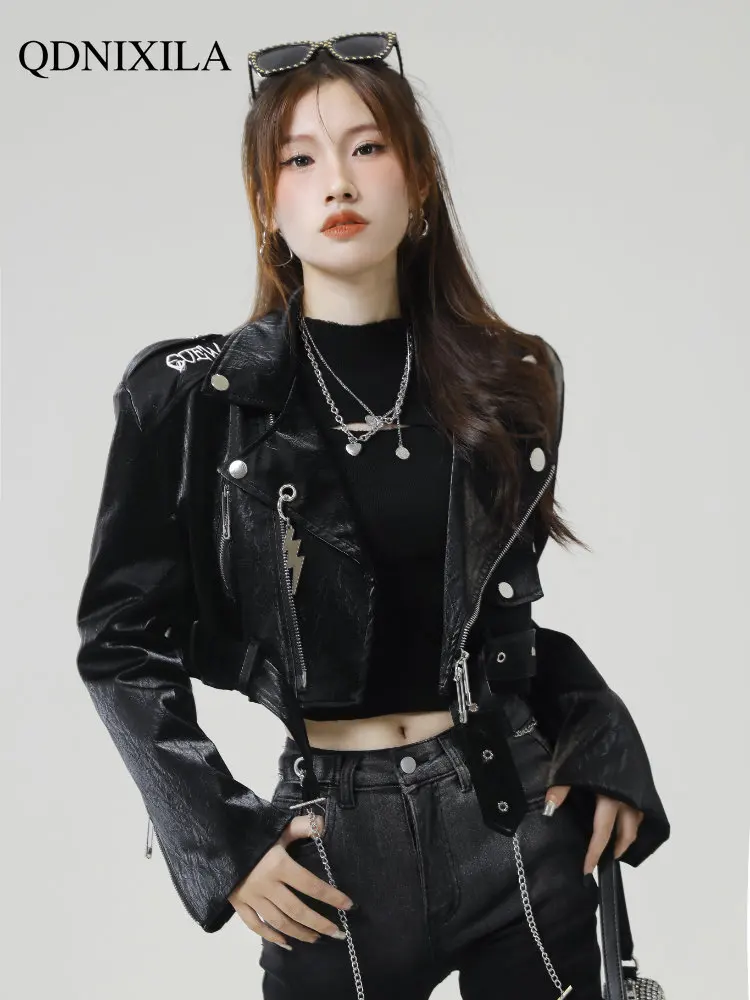 Women's Moto Biker Zipper Jacket Y2k Street Spicy Girl PU Leather Jacket Short 2023 Spring Jacket Women New Outerwear Top Women
Women's Moto Biker Zipper Jacket Y2k Street Spicy Girl PU Leather Jacket Short 2023 Spring Jacket Women New Outerwear Top Women