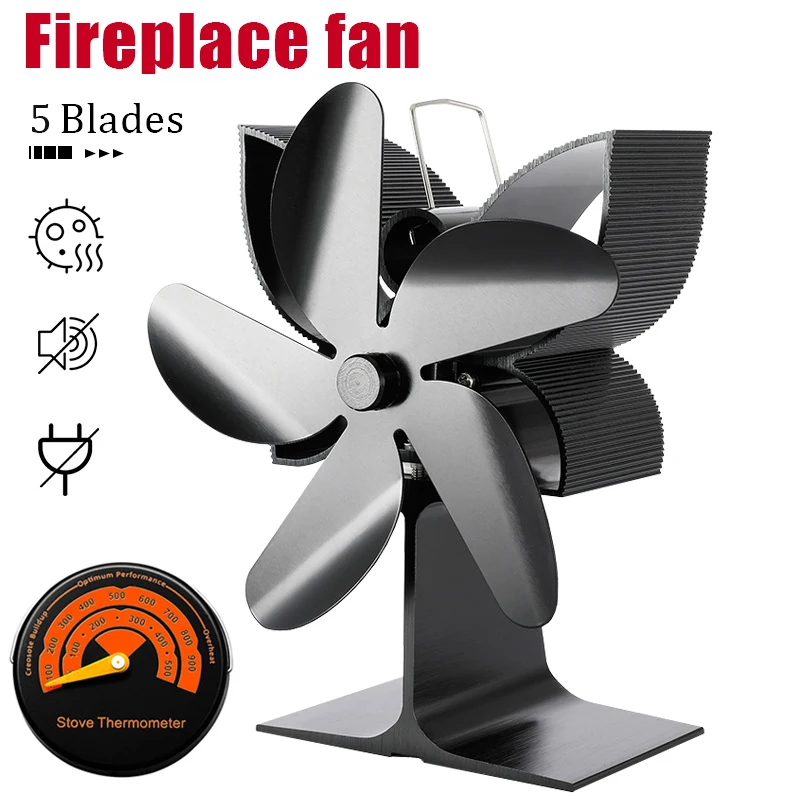 Black Fireplace 5 Blades Heat Powered Stove Fan Log Wood Burner Ecofan Quiet Home Fireplace Fan Efficient Heat Distribution
Black Fireplace 5 Blades Heat Powered Stove Fan Log Wood Burner Ecofan Quiet Home Fireplace Fan Efficient Heat Distribution