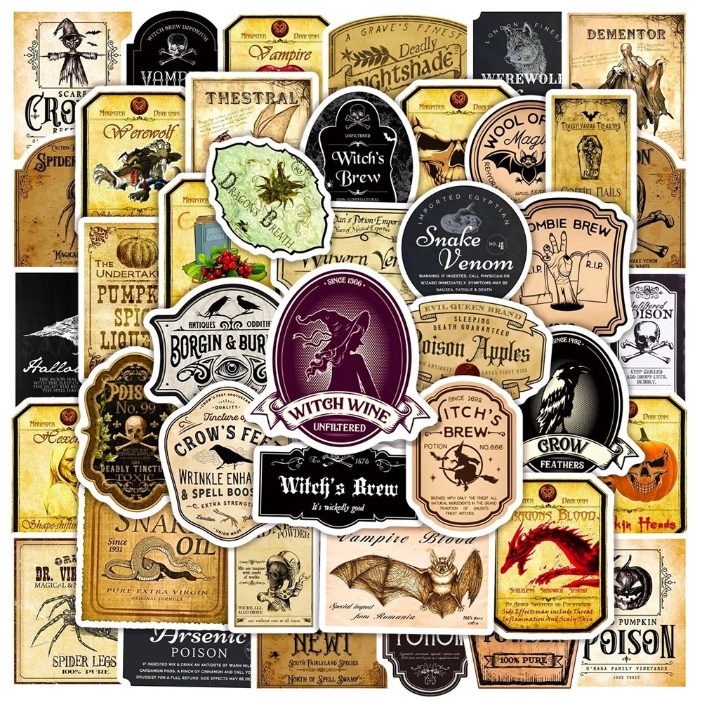 10/30/50PCS Retro Skull Poison Pharmacist Witch Sticker Label DIY Water Bottle Laptop Refrigerator Luggage Car Sticker Kid Toy
10/30/50PCS Retro Skull Poison Pharmacist Witch Sticker Label DIY Water Bottle Laptop Refrigerator Luggage Car Sticker Kid Toy