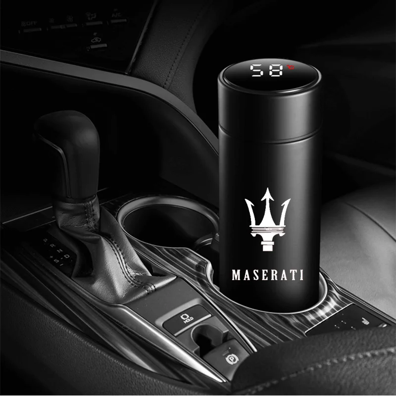 

For Maserati Levante Ghibli GranTurismo Gran Cabrio Quattroporte 500ml Portable Car Smart Thermos Temperature Display Cup