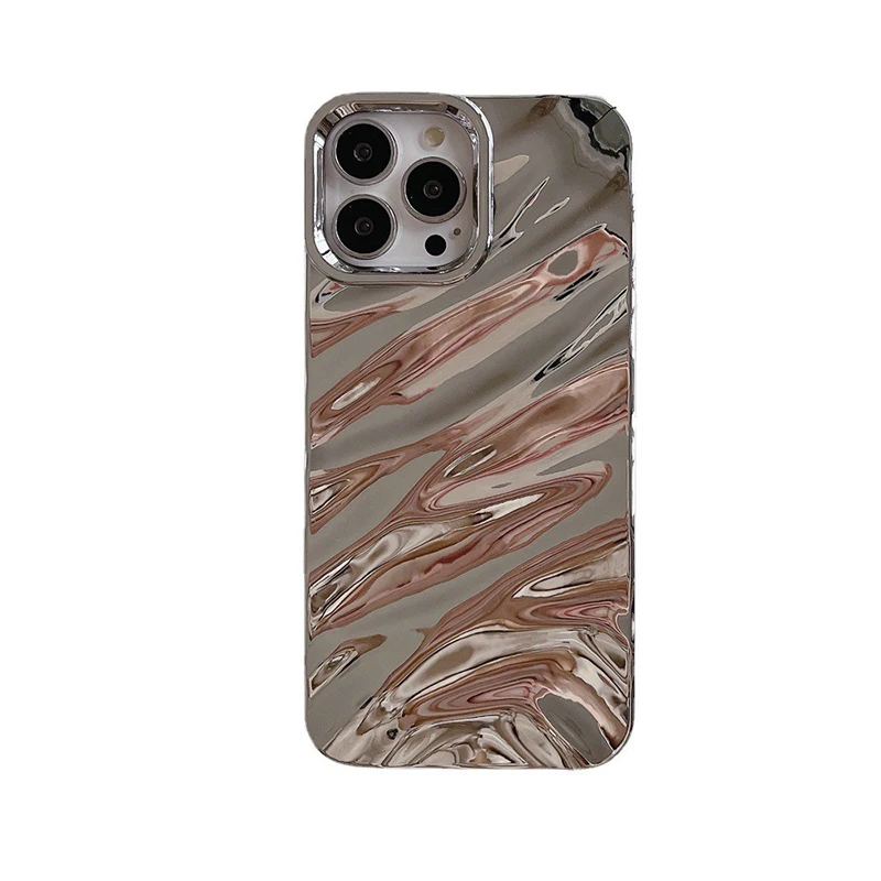 

Stereoscopic Silk Texture Solid Color Glossy Phone Case For Iphone 13 12 14 11 Pro Max Plus Lens Protection Soft Silver Fundas