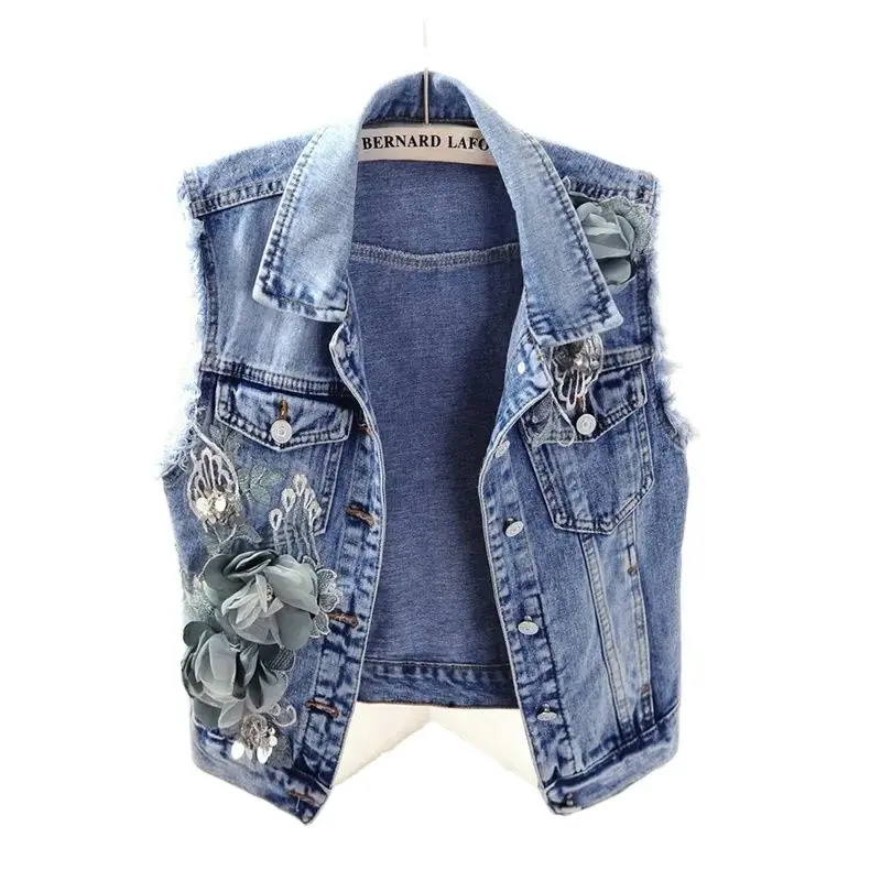 2022 Spring New Korean Version Of The Sequined Three-Dimensional Flower Denim Vest Lady Short Sleeveless Vest Top Waistcoat Tide
2022 Spring New Korean Version Of The Sequined Three-Dimensional Flower Denim Vest Lady Short Sleeveless Vest Top Waistcoat Tide