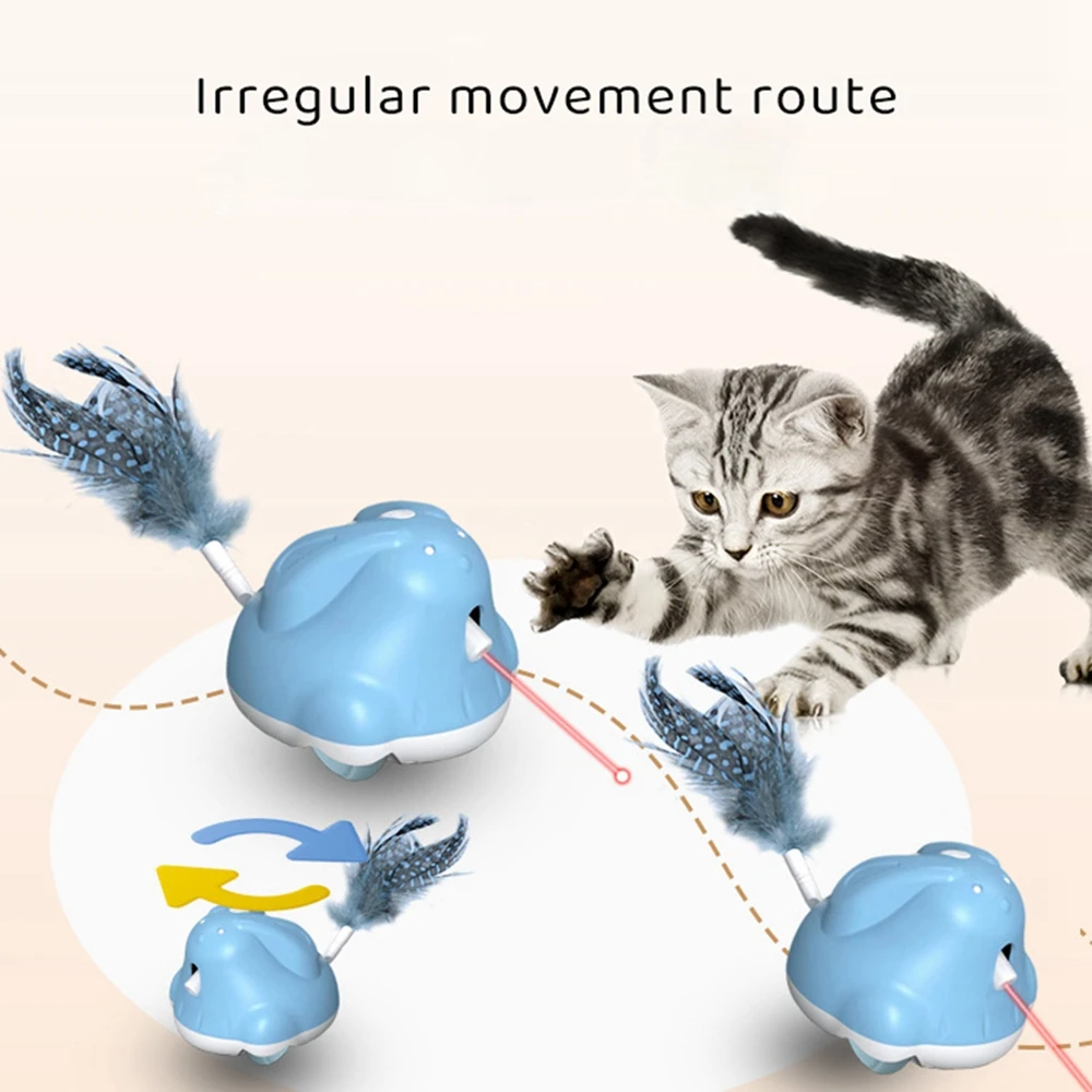 

HJYD Pet Cat Led Infrared Teasing Stick Feather Fishing Rod Automatic Entertaining Turntable Pet Electric Toy Cat Accessories