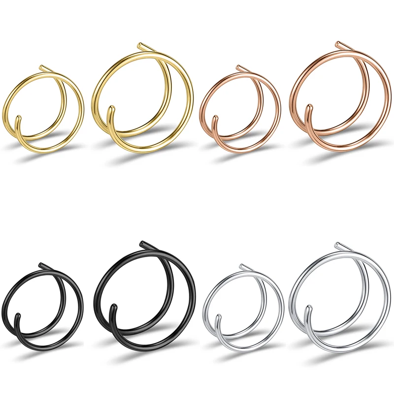 ZS 2-4P/lot Gold Plated Twisted Nose Ring Stainless Steel Double Hoop Septum Piercing Jewelry Women Nostril Piercing Earring
ZS 2-4P/lot Gold Plated Twisted Nose Ring Stainless Steel Double Hoop Septum Piercing Jewelry Women Nostril Piercing Earring