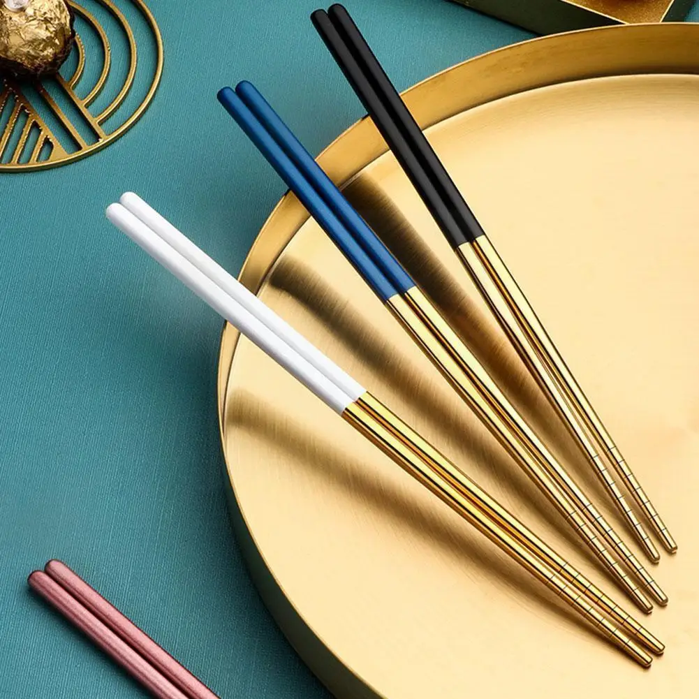1 Pair Steel Chinese Chopsticks Non-slip Reusable Metal Household Sushi Tableware Sticks Chopstick High Temperature T3l5
1 Pair Steel Chinese Chopsticks Non-slip Reusable Metal Household Sushi Tableware Sticks Chopstick High Temperature T3l5