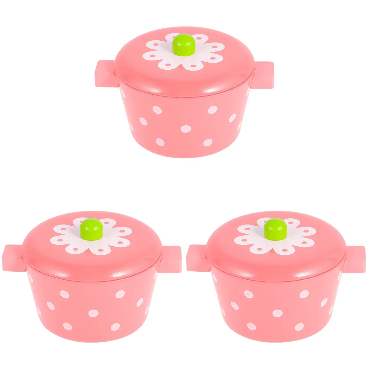 

3 Pack Play House Kitchen Utensils Mini Flower Pots Decorative Cookwares Pan Children Cookers Wood Simulation Kids Miniature