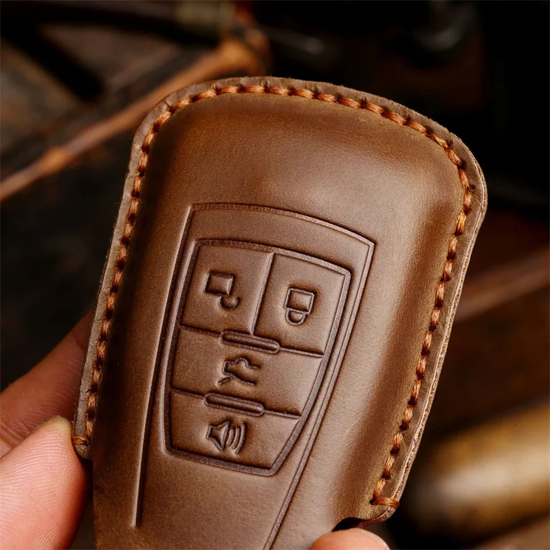 

Crazy Horse Leather Car Key Cover Case Keyring Bag for BAIC X7 BJ40 Senova D50 D70 X55 X65 EU5 EU7 Fob Protector Keychain Holder