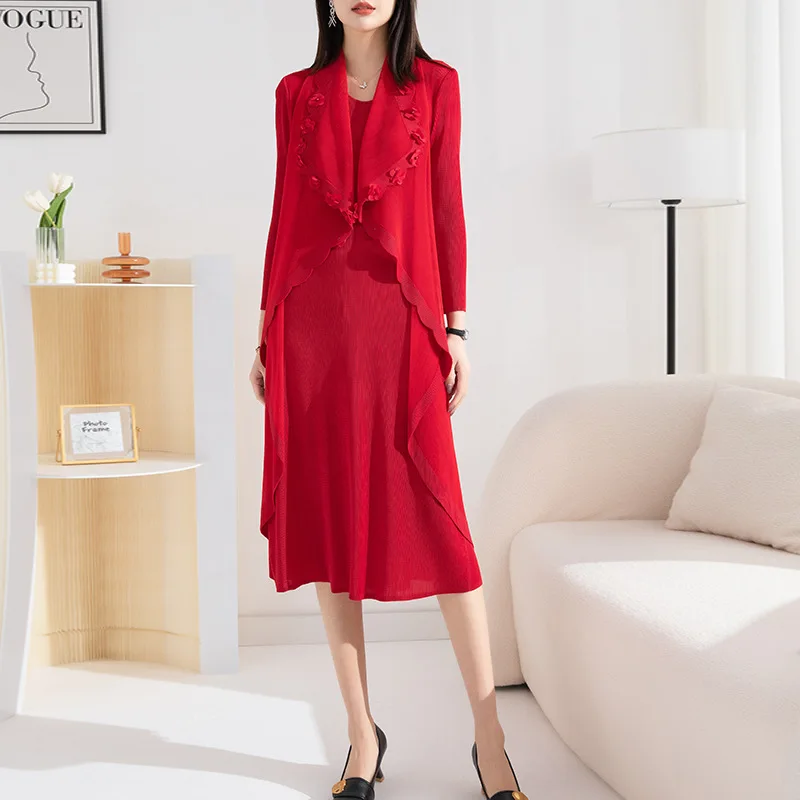 Miyake Pleated Women's Fake Two-Piece Dress Elegant Spring and Autumn New Fashionable Large Size Stretch Suit Collar Midi Dress
Miyake Pleated Women's Fake Two-Piece Dress Elegant Spring and Autumn New Fashionable Large Size Stretch Suit Collar Midi Dress
