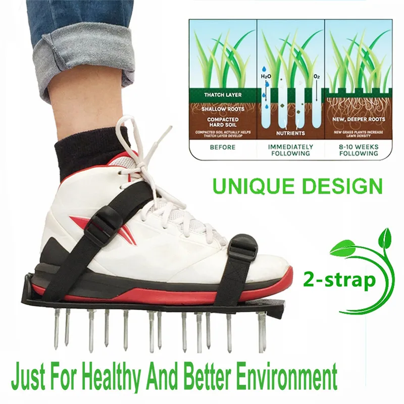 

Garden Lawn Spike Shoes Walking Revitalizing Lawn Aerator Sandals Nail Shoes Yard Garden Tool Scarifier Nail Cultivator