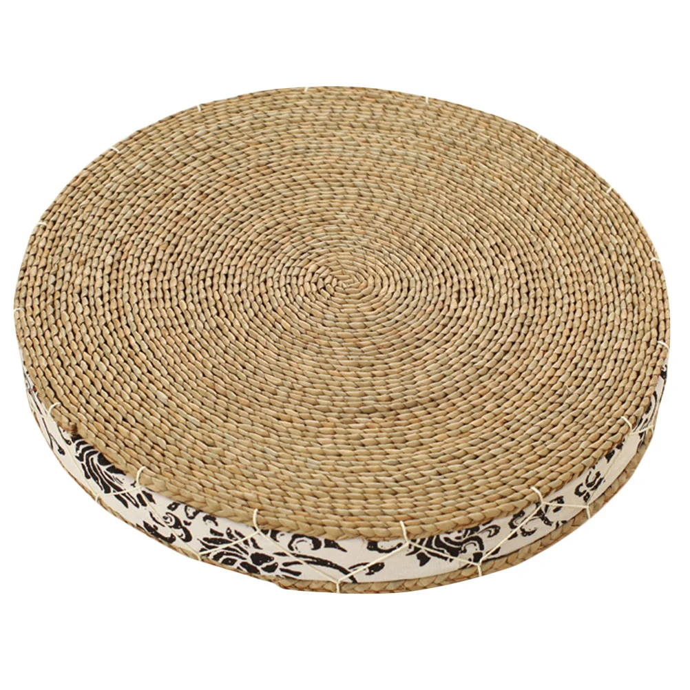 

Floor Cushion Straw Tatami Seat Meditation Round Pouf Ottoman Mat Pad Japanese Yoga Braided Pillow Footstool Sitting Rattan