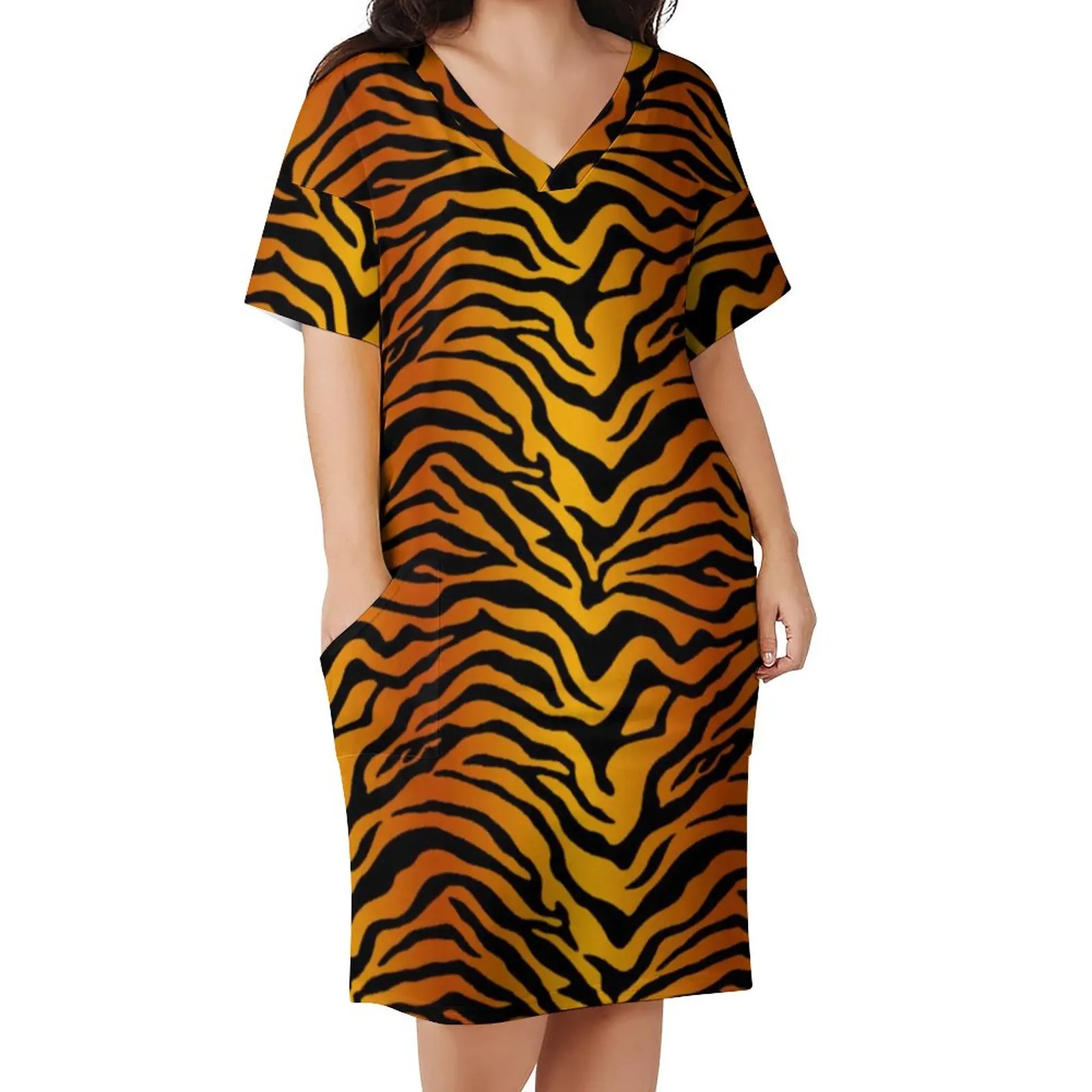 Tiger Print Casual Dress Holiday Black Stripes Elegant Dresses Woman V Neck Custom Aesthetic Dress Plus Size 3XL 4XL
Tiger Print Casual Dress Holiday Black Stripes Elegant Dresses Woman V Neck Custom Aesthetic Dress Plus Size 3XL 4XL