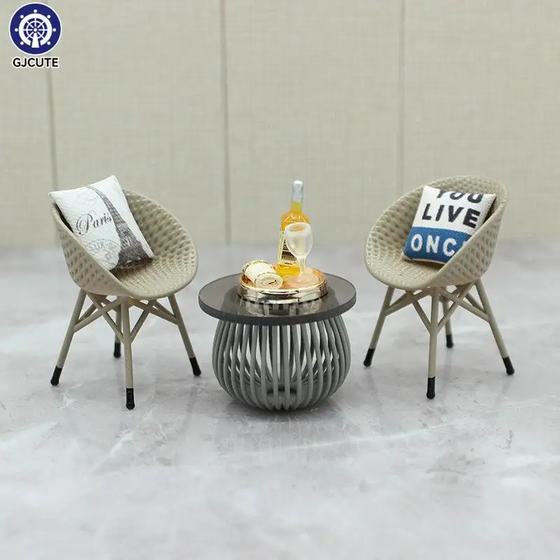 Dollhouse Rattan Chair Tea Table Furniture Miniature Indoor Leisure Chair Model Toy Living Room Simulation Decor Accessories
Dollhouse Rattan Chair Tea Table Furniture Miniature Indoor Leisure Chair Model Toy Living Room Simulation Decor Accessories