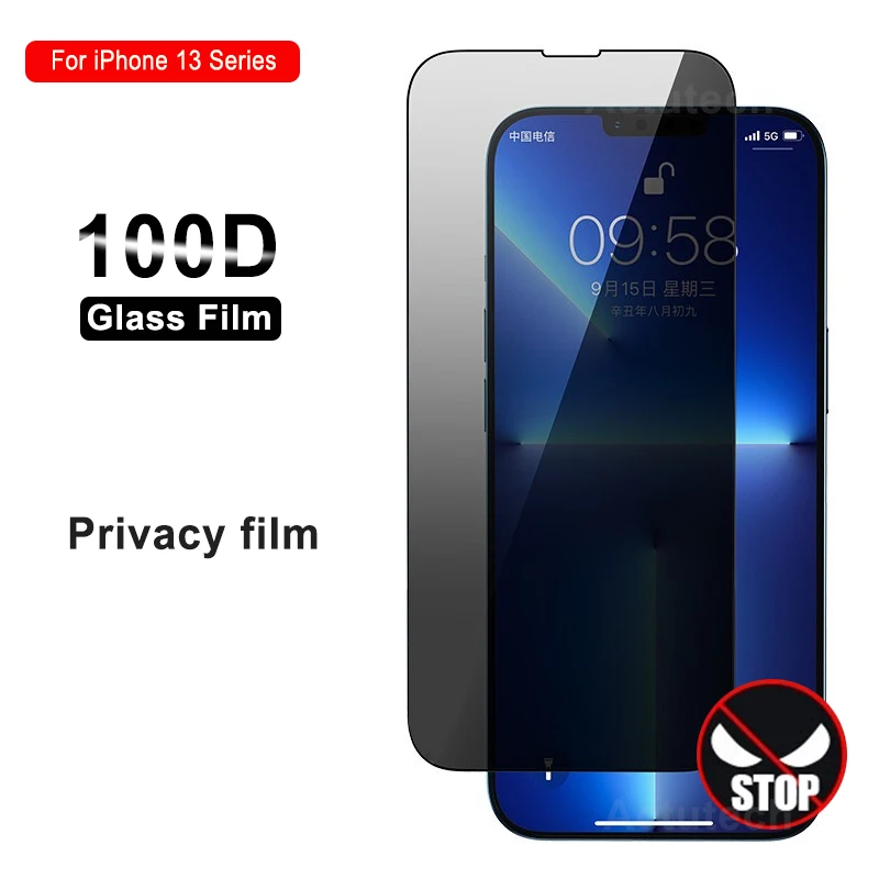 

100D Anti-Spy Privacy Tempered Glass For iPhone 13 Pro Max Anti Glare Screen Protectors On iPhone 13Mini Full Cover Privacy Film
