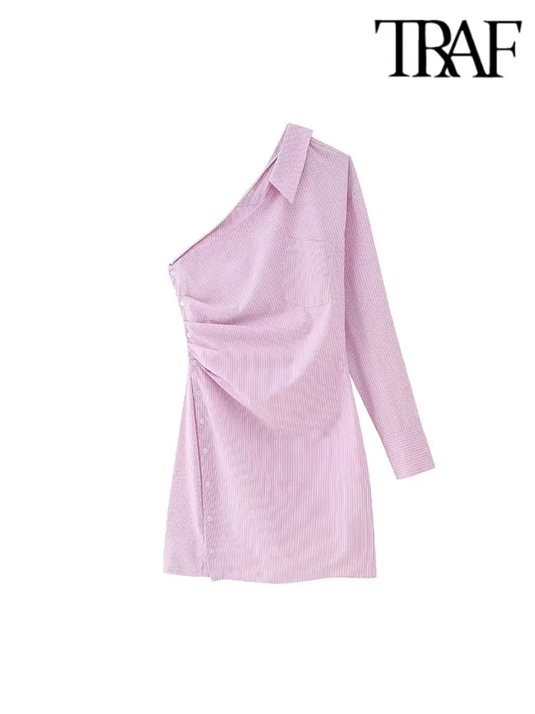 TRAF 2023 Summer Woman Stripe Asymmetry Shirt Mini Dress Fashion Single Shoulder Long Sleeve Vintage Causal Elegant Dresses
TRAF 2023 Summer Woman Stripe Asymmetry Shirt Mini Dress Fashion Single Shoulder Long Sleeve Vintage Causal Elegant Dresses