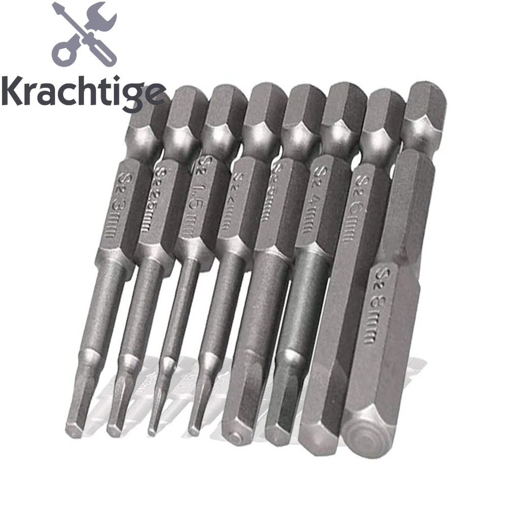 8Pcs 50mm 1/4 Inch Hex Shank Magnetic Hex Head Screwdriver Bits 1.5mm 2mm 2.5mm 3mm 4mm 5mm 6mm 8mm
8Pcs 50mm 1/4 Inch Hex Shank Magnetic Hex Head Screwdriver Bits 1.5mm 2mm 2.5mm 3mm 4mm 5mm 6mm 8mm