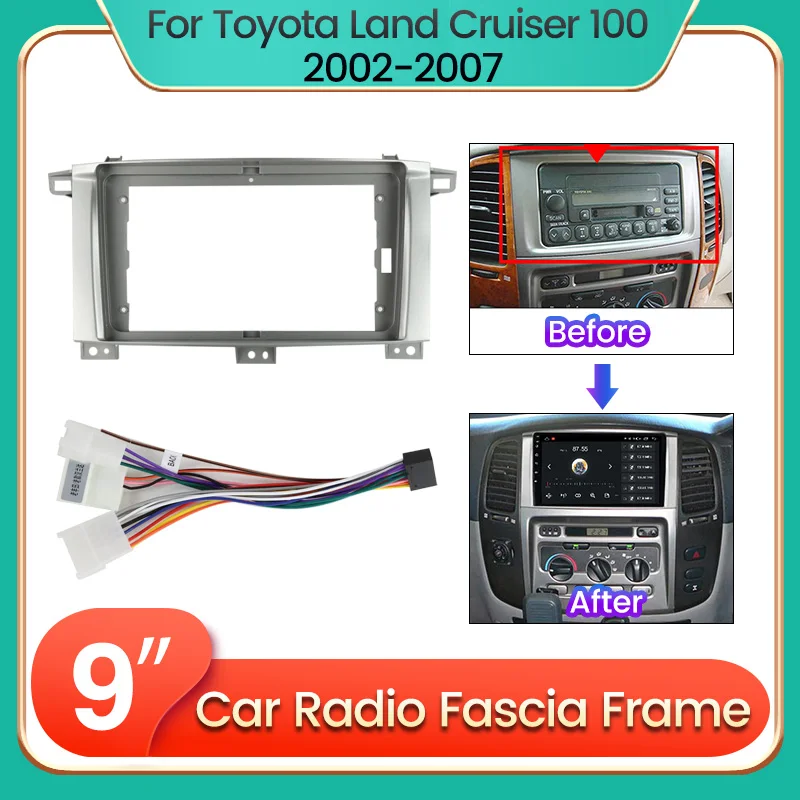 Рамка автомобильной радиосистемы для Toyota Land Cruiser LC 100, Lexus LX470, J100 2 II 2002-2007, комплект панели приборной панели для 9-дюймового хоста
Рамка автомобильной радиосистемы для Toyota Land Cruiser LC 100, Lexus LX470, J100 2 II 2002-2007, комплект панели приборной панели для 9-дюймового хоста