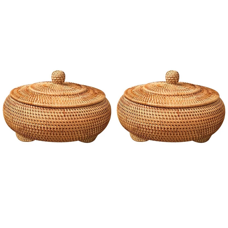 2X Storage Basket Hand-Woven Rattan Woven With Cover Round Primary Color Chinese Jewelry Snacks Tea Set Storage Box
2X Storage Basket Hand-Woven Rattan Woven With Cover Round Primary Color Chinese Jewelry Snacks Tea Set Storage Box