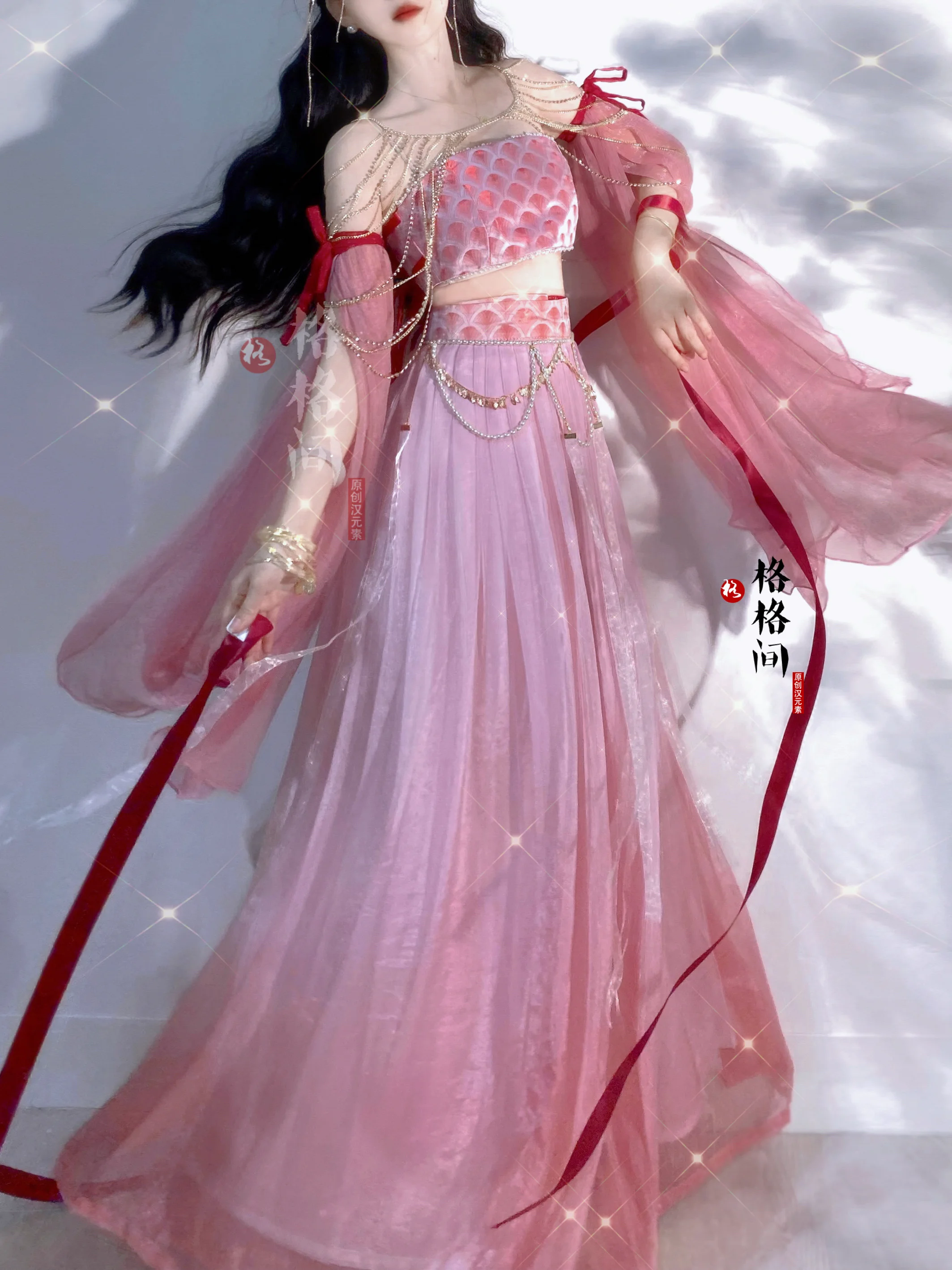 Chinese Traditional Dress Mermaid Seaside Pink Hanfu Women Skirt Improved Han Elements Exotic Flowing Fairy Dress Accessories
Chinese Traditional Dress Mermaid Seaside Pink Hanfu Women Skirt Improved Han Elements Exotic Flowing Fairy Dress Accessories
