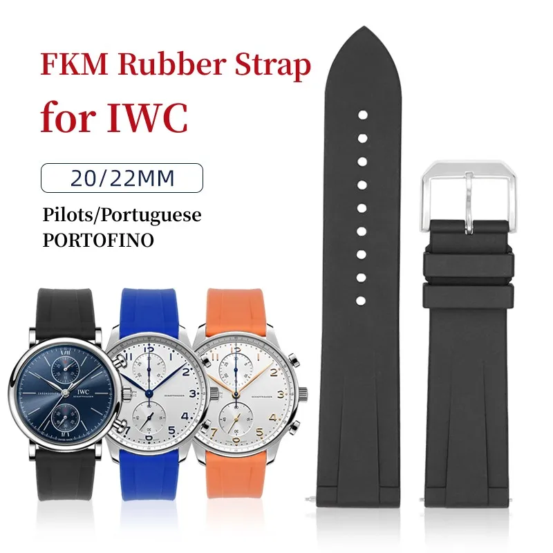 Ремешок для часов FKM из флюоровой резины, быстросъемный браслет для IWC PILOT, Португалия, Портофино, 20 мм 22 мм