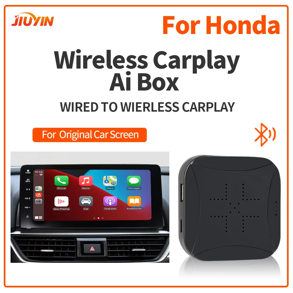 

JIUYIN Wireless CarPlay Ai Box Adapter for Honda Accord Civic Ridgeline CR-V Pilot Fit Odyssey Clarity Insight Passport HR-V IOS