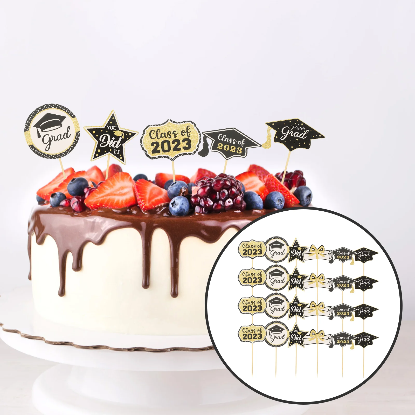 

24 Pcs Grad Cupcake Topper Graduation Party Cupcake Topper Graduation Cake Decor Top Hat Graduation Season Cake Insert