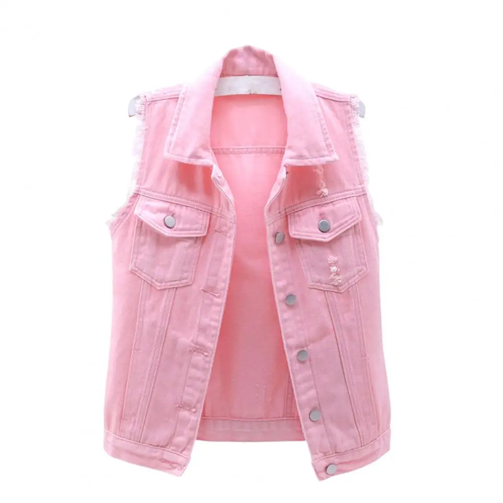 Lady Vest Coat Trendy Ripped Holes Distress Women Denim Waistcoat Sleeveless Anti-pilling Denim Vest
Lady Vest Coat Trendy Ripped Holes Distress Women Denim Waistcoat Sleeveless Anti-pilling Denim Vest