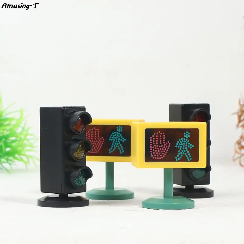 

Dollhouse miniture Kids Educational Toy Traffic Signs Road Light With battery