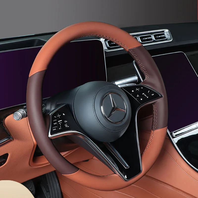 DIY Hand-Stitch Leather Car Steering Wheel Cover for Mercedes-Benz S-Class S400L S450L GLC300l GLE530 E200L Auto Accessories
DIY Hand-Stitch Leather Car Steering Wheel Cover for Mercedes-Benz S-Class S400L S450L GLC300l GLE530 E200L Auto Accessories